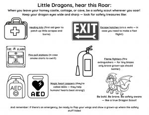 Little Dragons Printable scavenger hunt to complete at a business. know how to locate emergency tools in the community